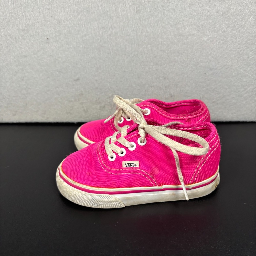 Vans Girls Toddler Shoes Size 6.0 Pink Canvas Lace Up Sneakers Low Top